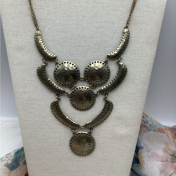 Lucky Brand Gold Hammered Bib Necklace - Picture 2 of 3